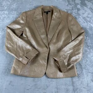 Lafayette 148 New York Blazer Women's Size 8 Metallic Gold Elevated Basics